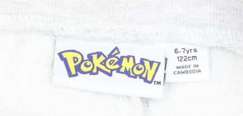 Pokémon Boys Grey Pikachu Jogger Trousers 6-7 Years Cotton Blend