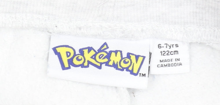 Pokémon Boys Grey Pikachu Jogger Trousers 6-7 Years Cotton Blend