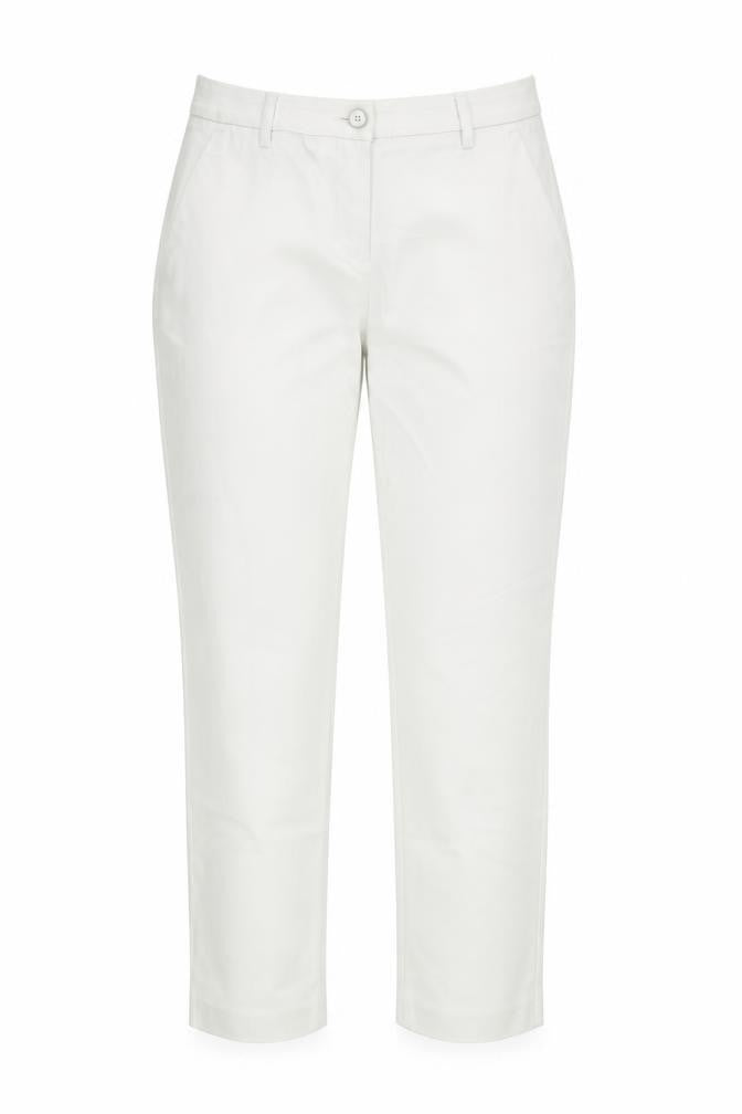 United Colors of Benetton Women White Chino Trousers Size 8 Cotton Blend