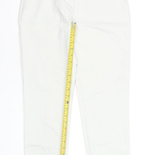 United Colors of Benetton Women White Chino Trousers Size 8 Cotton Blend