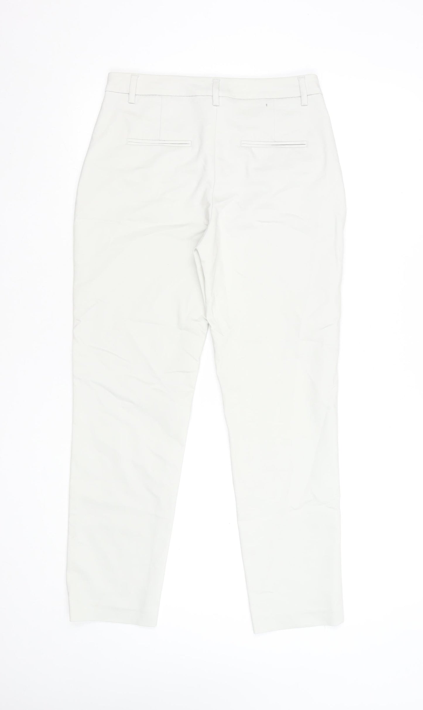 United Colors of Benetton Women White Chino Trousers Size 8 Cotton Blend