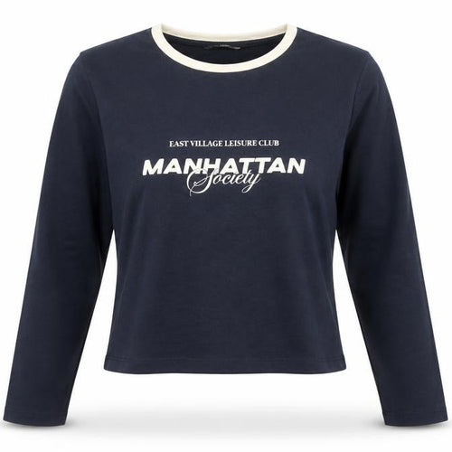 Dunnes Womens Blue Long Sleeve Cropped T-Shirt Size L