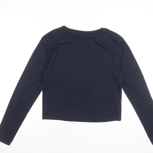 Dunnes Womens Blue Long Sleeve Cropped T-Shirt Size L