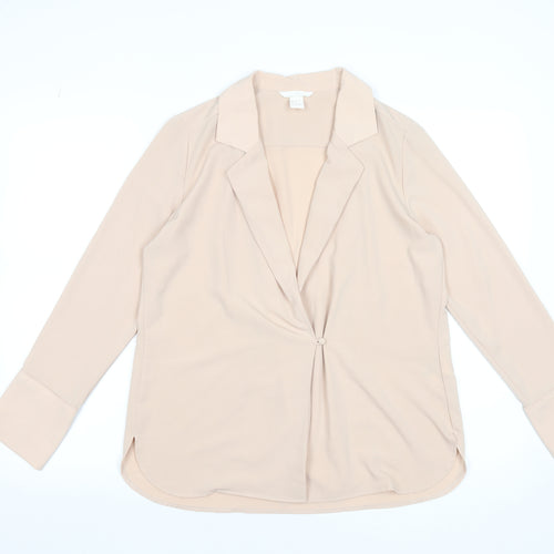 H&M Women’s Beige Wrap Front Blouse Size 8 Long Sleeve