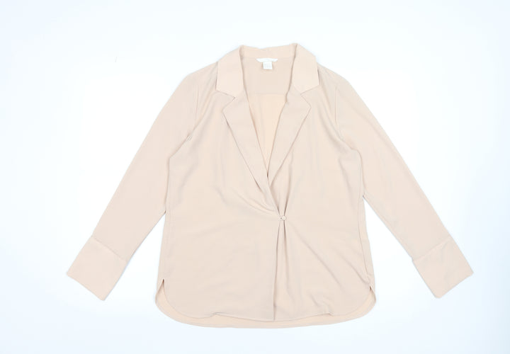 H&M Women’s Beige Wrap Front Blouse Size 8 Long Sleeve