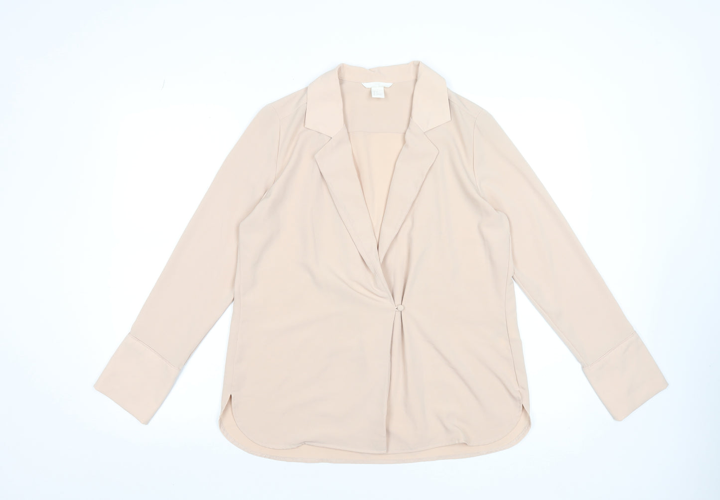 H&M Women’s Beige Wrap Front Blouse Size 8 Long Sleeve