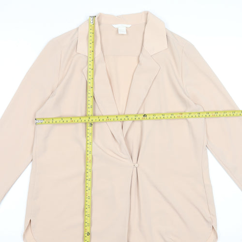 H&M Women’s Beige Wrap Front Blouse Size 8 Long Sleeve