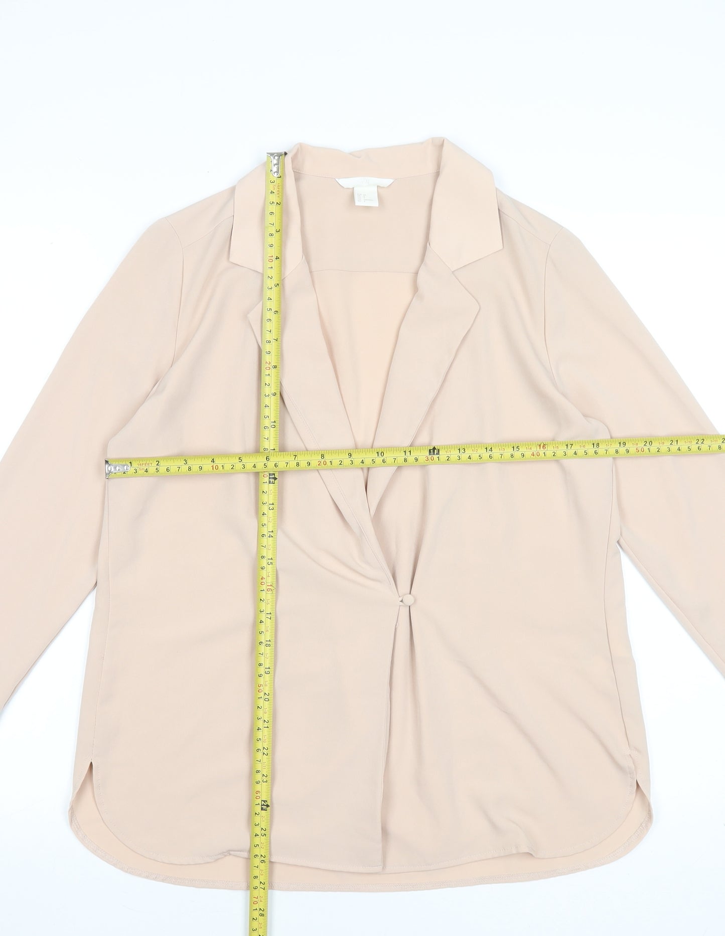 H&M Women’s Beige Wrap Front Blouse Size 8 Long Sleeve