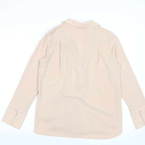 H&M Women’s Beige Wrap Front Blouse Size 8 Long Sleeve