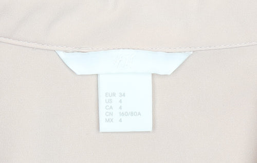 H&M Women’s Beige Wrap Front Blouse Size 8 Long Sleeve