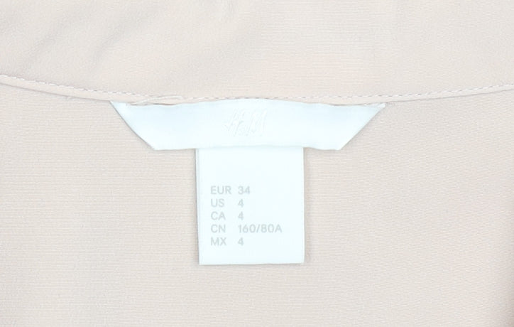H&M Women’s Beige Wrap Front Blouse Size 8 Long Sleeve