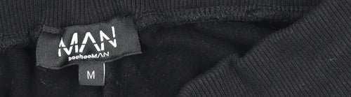boohooMAN Men’s Black Jogger Trousers Size M Elastic Waist Side Stripe