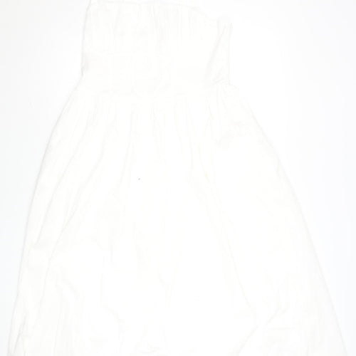 Savida Women White Cotton Fit & Flare Summer Dress Size 12