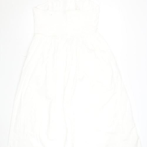 Savida Women White Cotton Fit & Flare Summer Dress Size 12