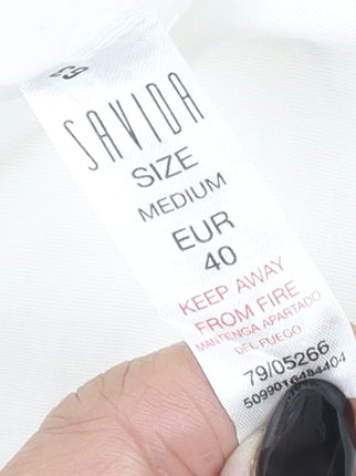 Savida Women White Cotton Fit & Flare Summer Dress Size 12