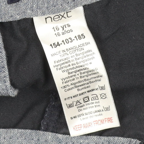Next Boys Blue Chino Shorts 16 Years Regular Fit Cotton Twill Summer Wear