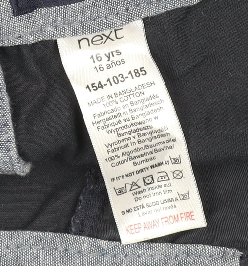 Next Boys Blue Chino Shorts 16 Years Regular Fit Cotton Twill Summer Wear