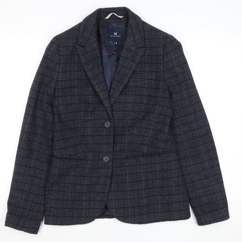 Crew Clothing Company Womens Grey Check Wool Blend Blazer UK 8
