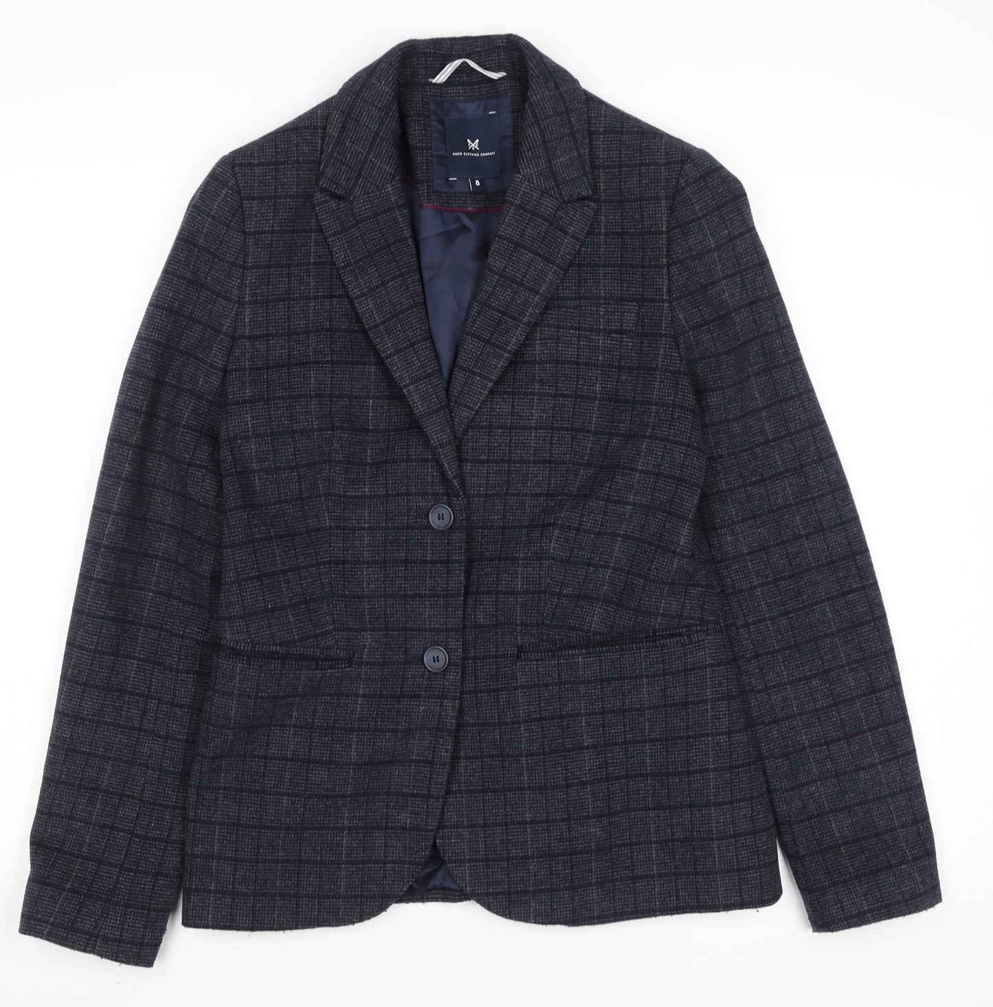 Crew Clothing Company Womens Grey Check Wool Blend Blazer UK 8