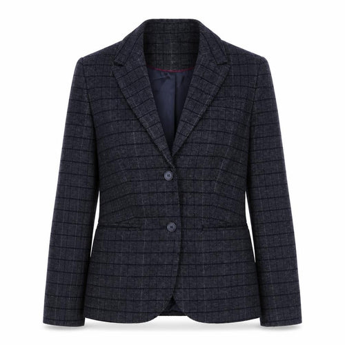 Crew Clothing Company Womens Grey Check Wool Blend Blazer UK 8