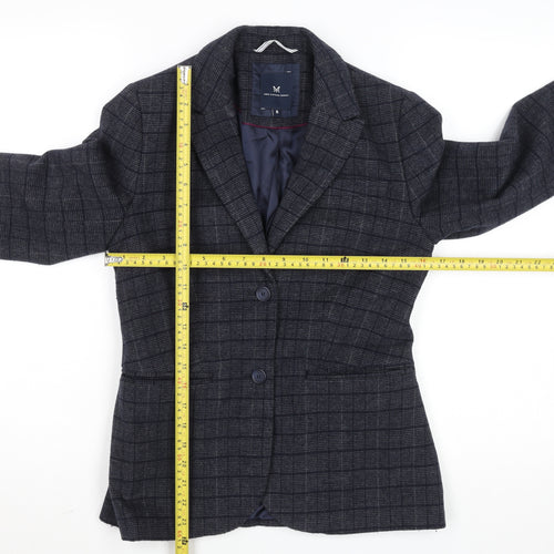 Crew Clothing Company Womens Grey Check Wool Blend Blazer UK 8