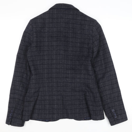Crew Clothing Company Womens Grey Check Wool Blend Blazer UK 8
