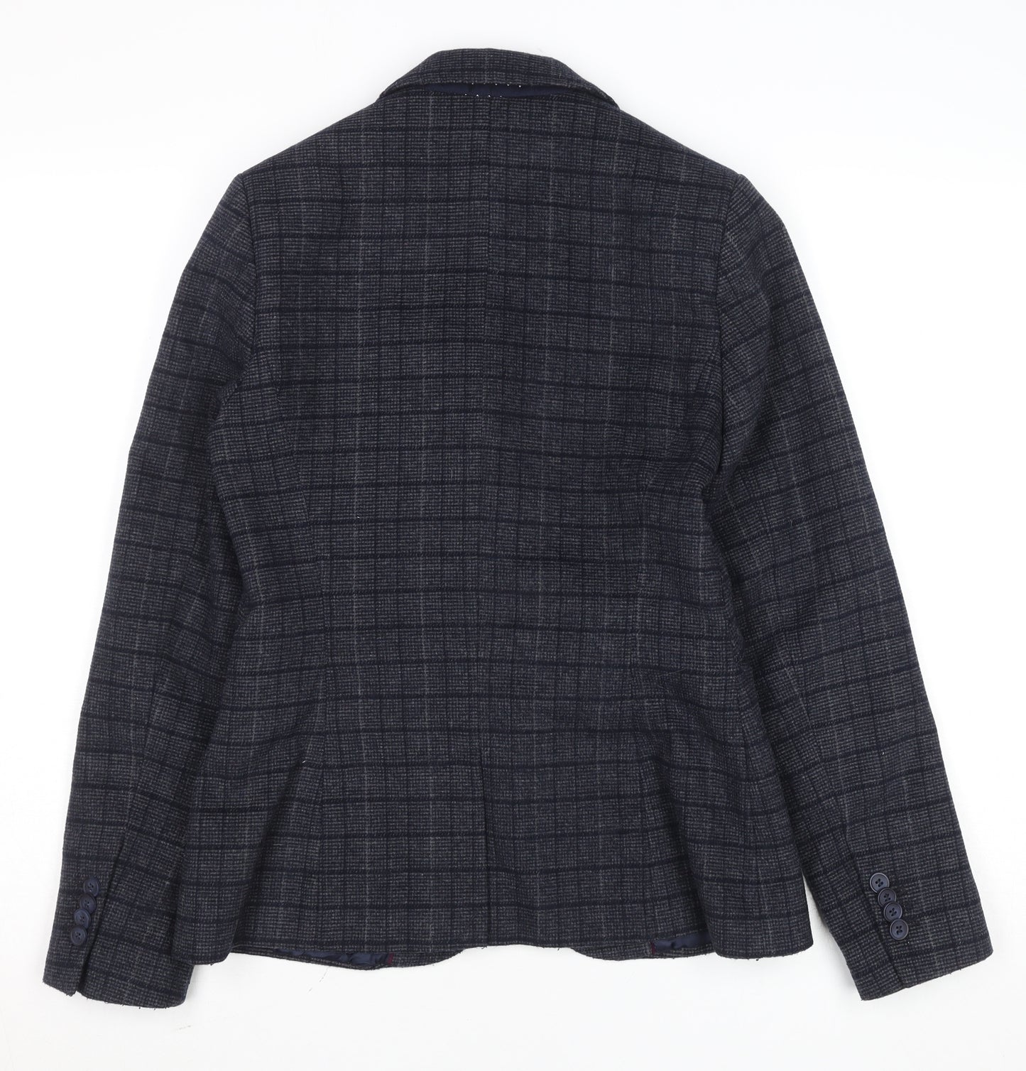Crew Clothing Company Womens Grey Check Wool Blend Blazer UK 8