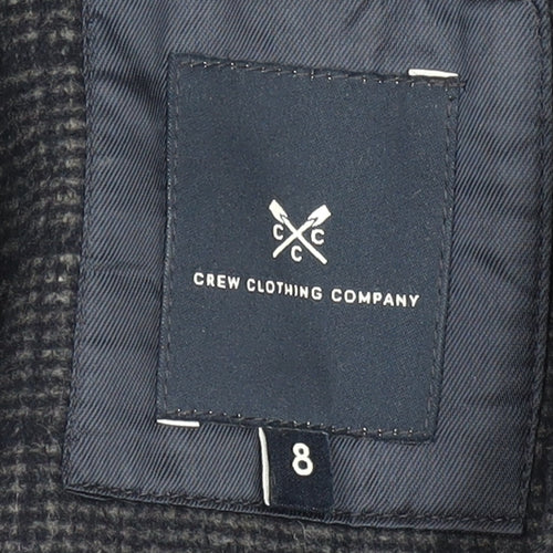 Crew Clothing Company Womens Grey Check Wool Blend Blazer UK 8