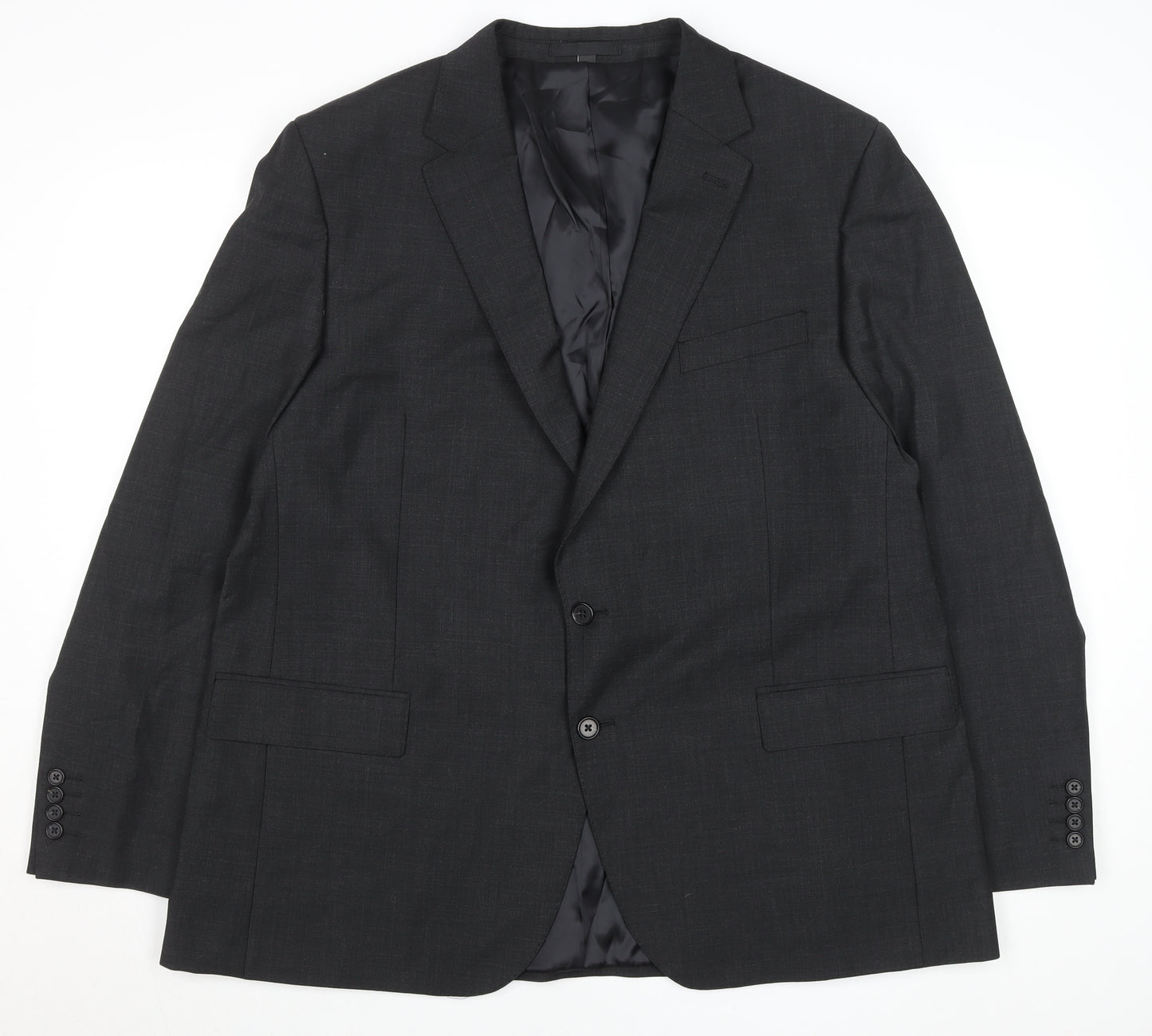 Men’s Grey Wool Blend Two Button Regular Fit Blazer 48R