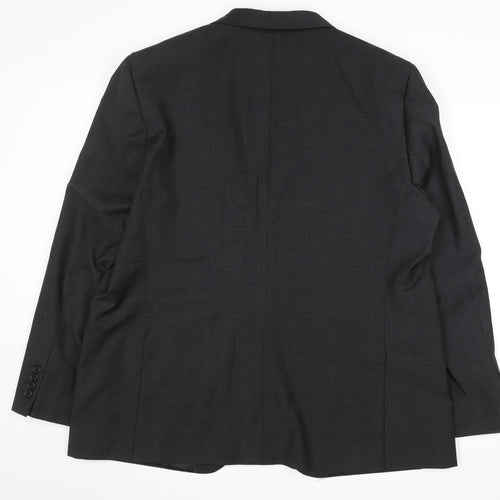 Men’s Grey Wool Blend Two Button Regular Fit Blazer 48R