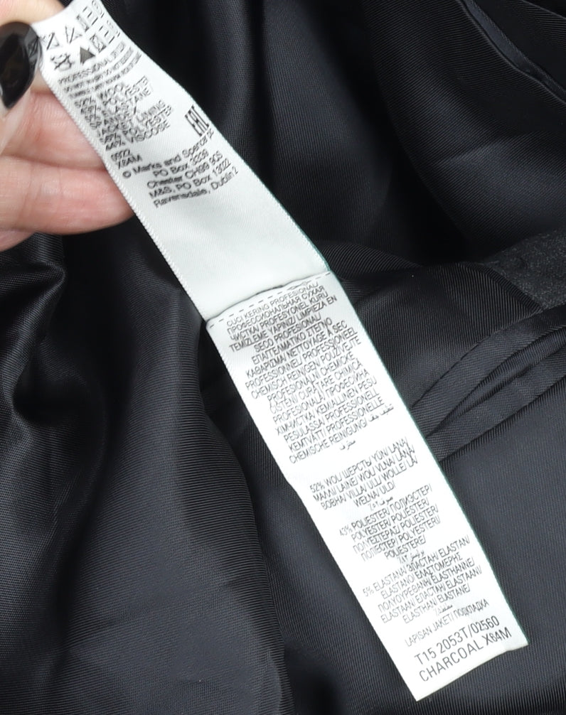 Men’s Grey Wool Blend Two Button Regular Fit Blazer 48R