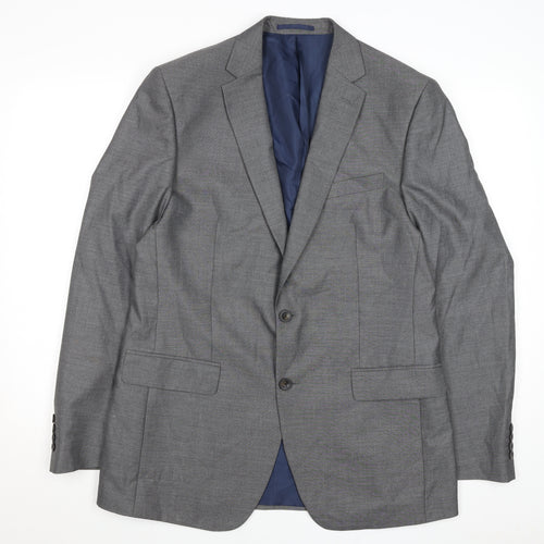 Marks and Spencer Men's Grey 40 Long Wool Blend Blazer Jacket