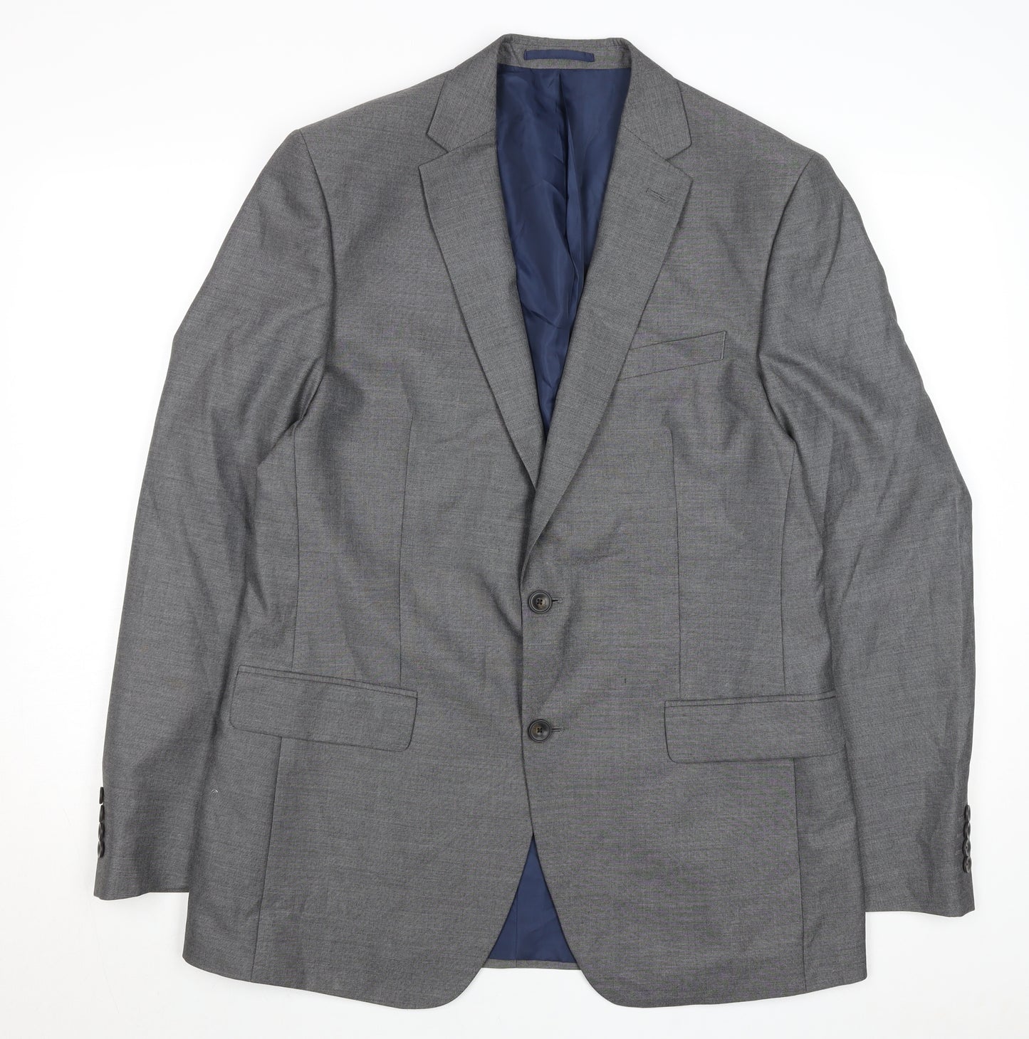 Marks and Spencer Men's Grey 40 Long Wool Blend Blazer Jacket