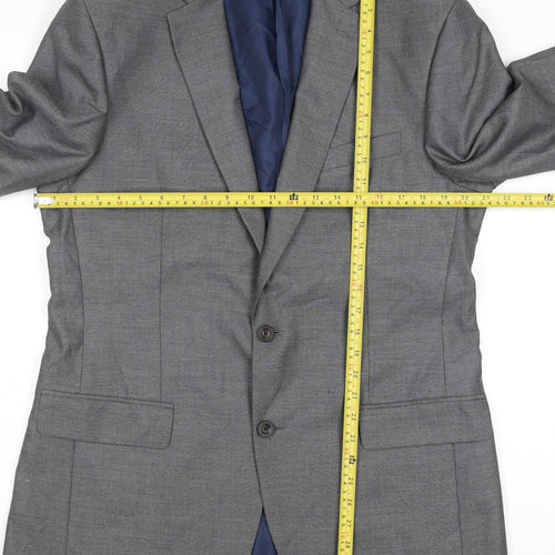 Marks and Spencer Men's Grey 40 Long Wool Blend Blazer Jacket