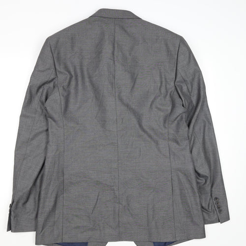 Marks and Spencer Men's Grey 40 Long Wool Blend Blazer Jacket