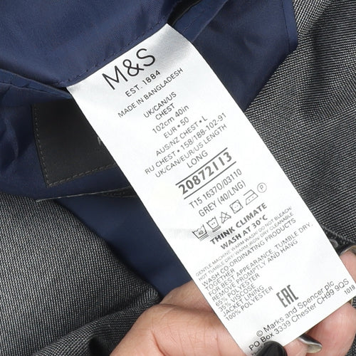 Marks and Spencer Men's Grey 40 Long Wool Blend Blazer Jacket