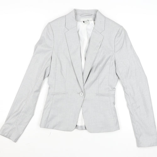H&M Womens Light Grey Blazer Jacket Size 4 Single-Breasted