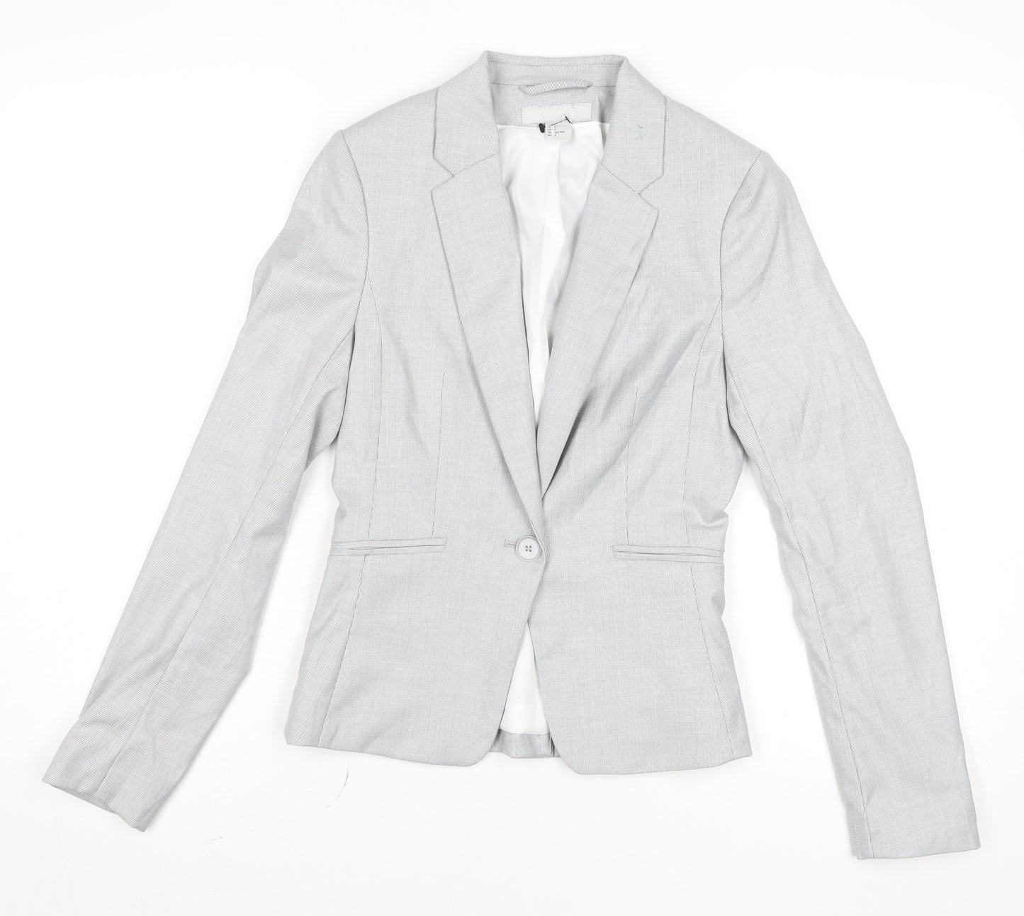 H&M Womens Light Grey Blazer Jacket Size 4 Single-Breasted