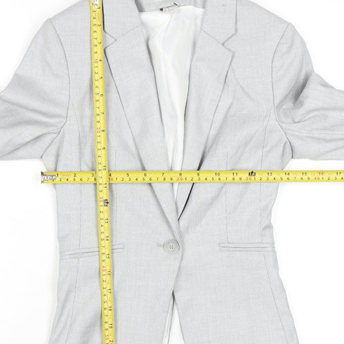 H&M Womens Light Grey Blazer Jacket Size 4 Single-Breasted