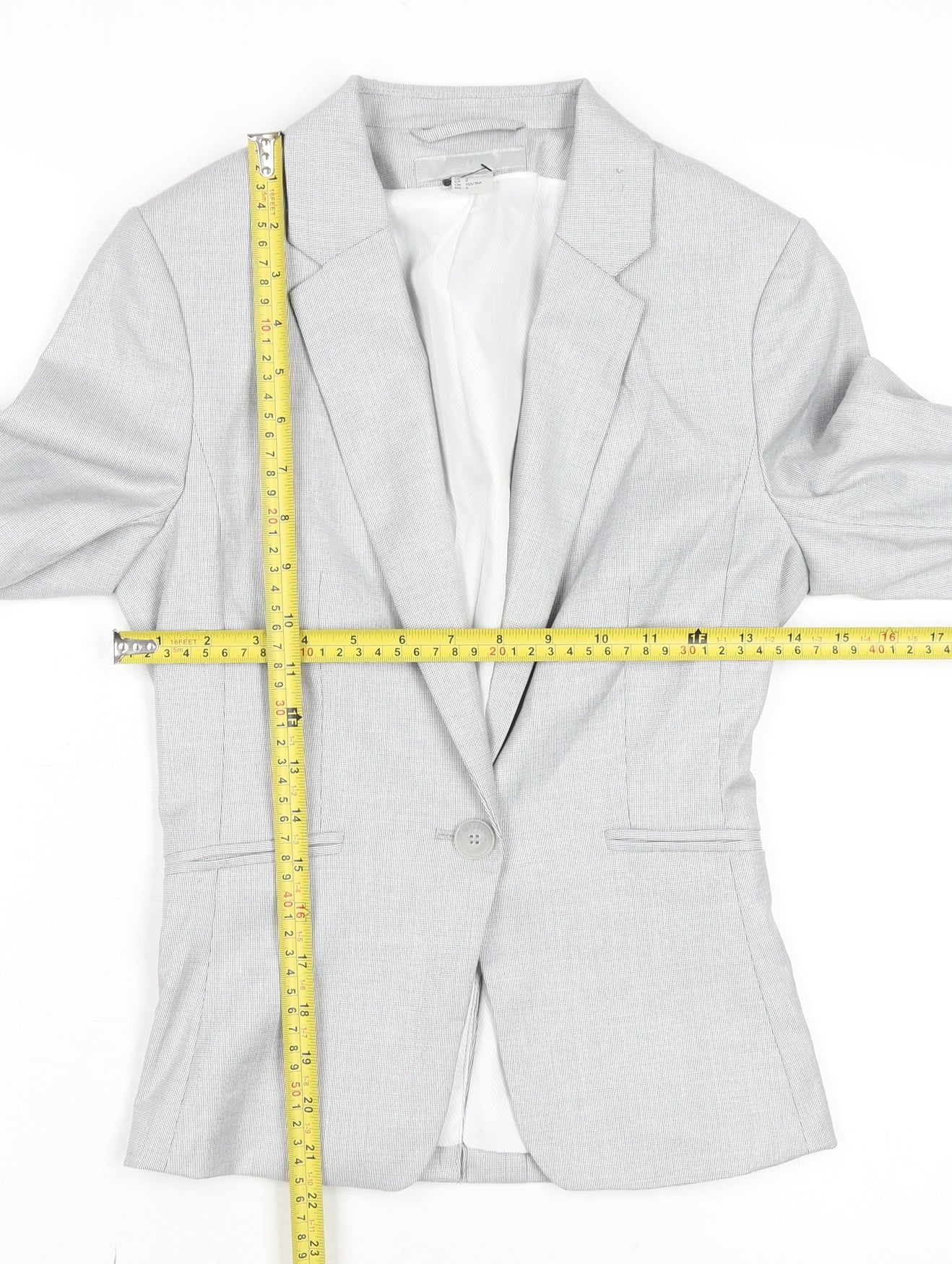 H&M Womens Light Grey Blazer Jacket Size 4 Single-Breasted