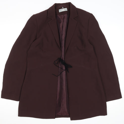 Wallis Womens Burgundy Polyester Lined Suit Jacket Size 12 Classic Fit