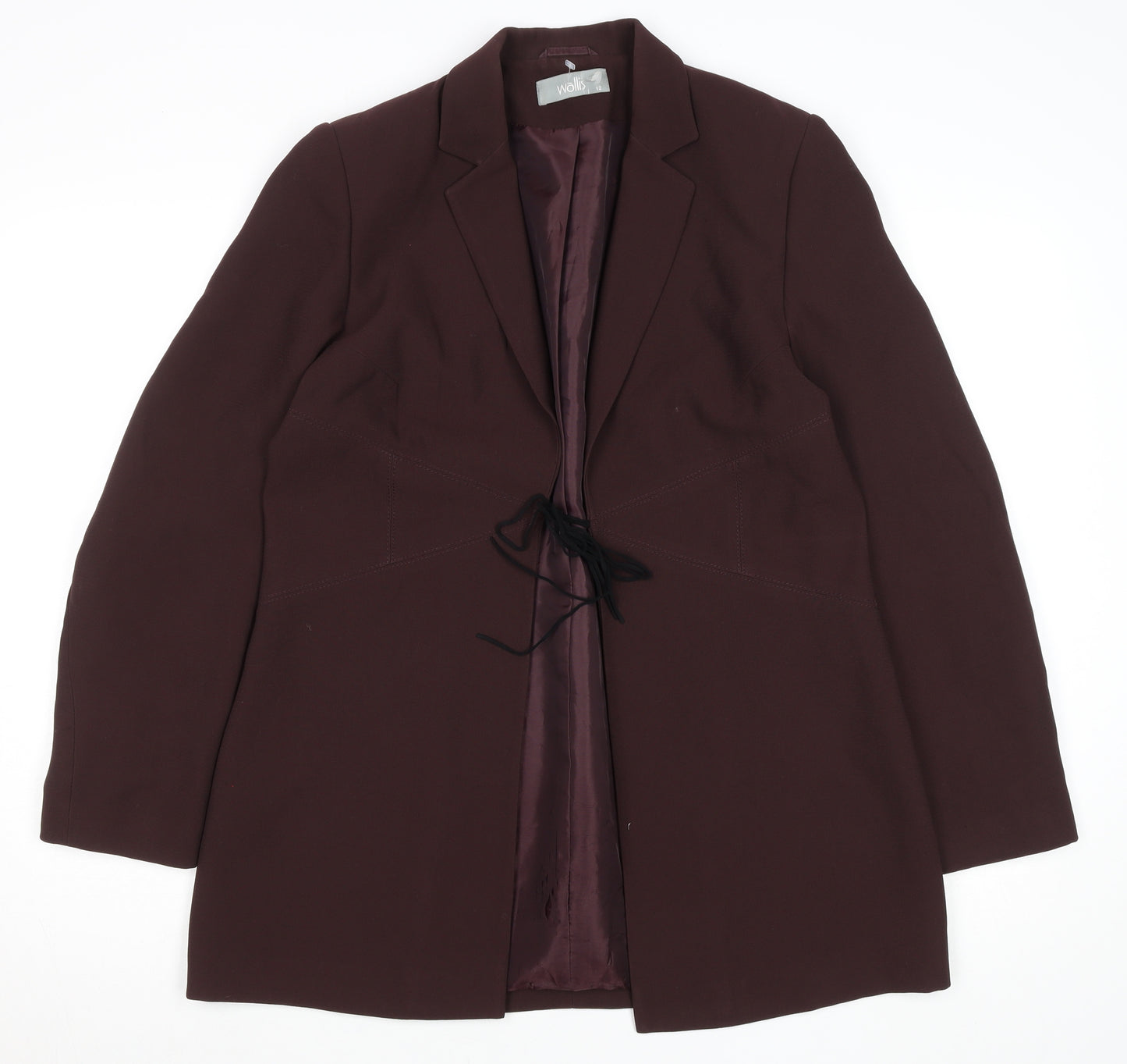 Wallis Womens Burgundy Polyester Lined Suit Jacket Size 12 Classic Fit