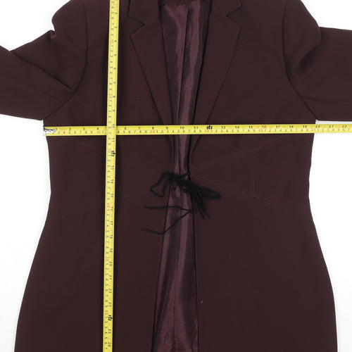Wallis Womens Burgundy Polyester Lined Suit Jacket Size 12 Classic Fit