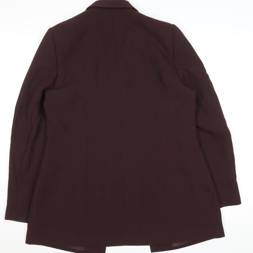 Wallis Womens Burgundy Polyester Lined Suit Jacket Size 12 Classic Fit