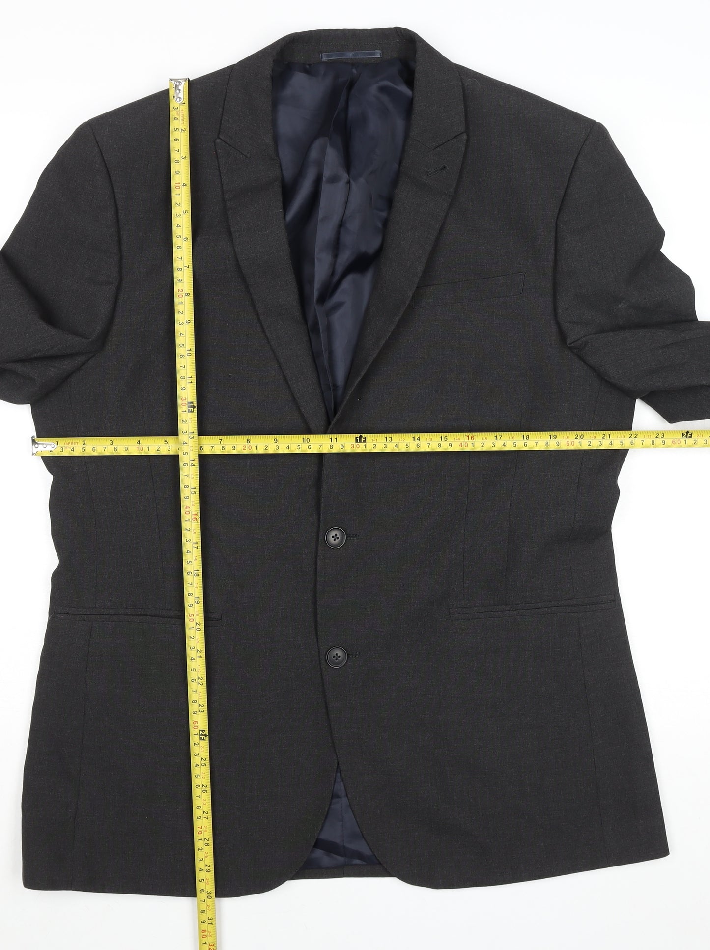 Next Men's Black 42L Long Single-Breasted Blazer Jacket
