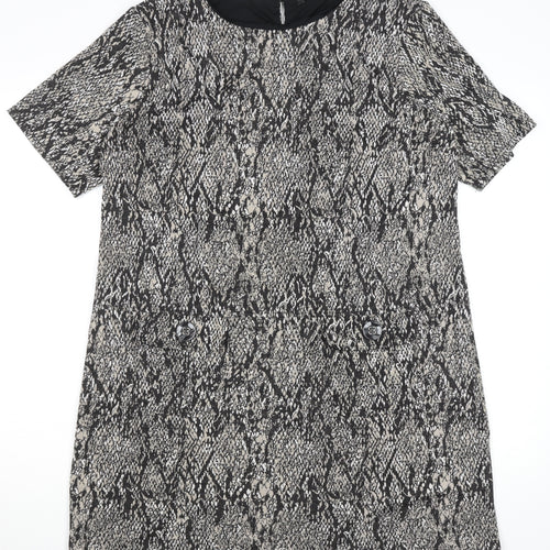 Dunnes Women's Grey Animal Print Shift Dress Size 18