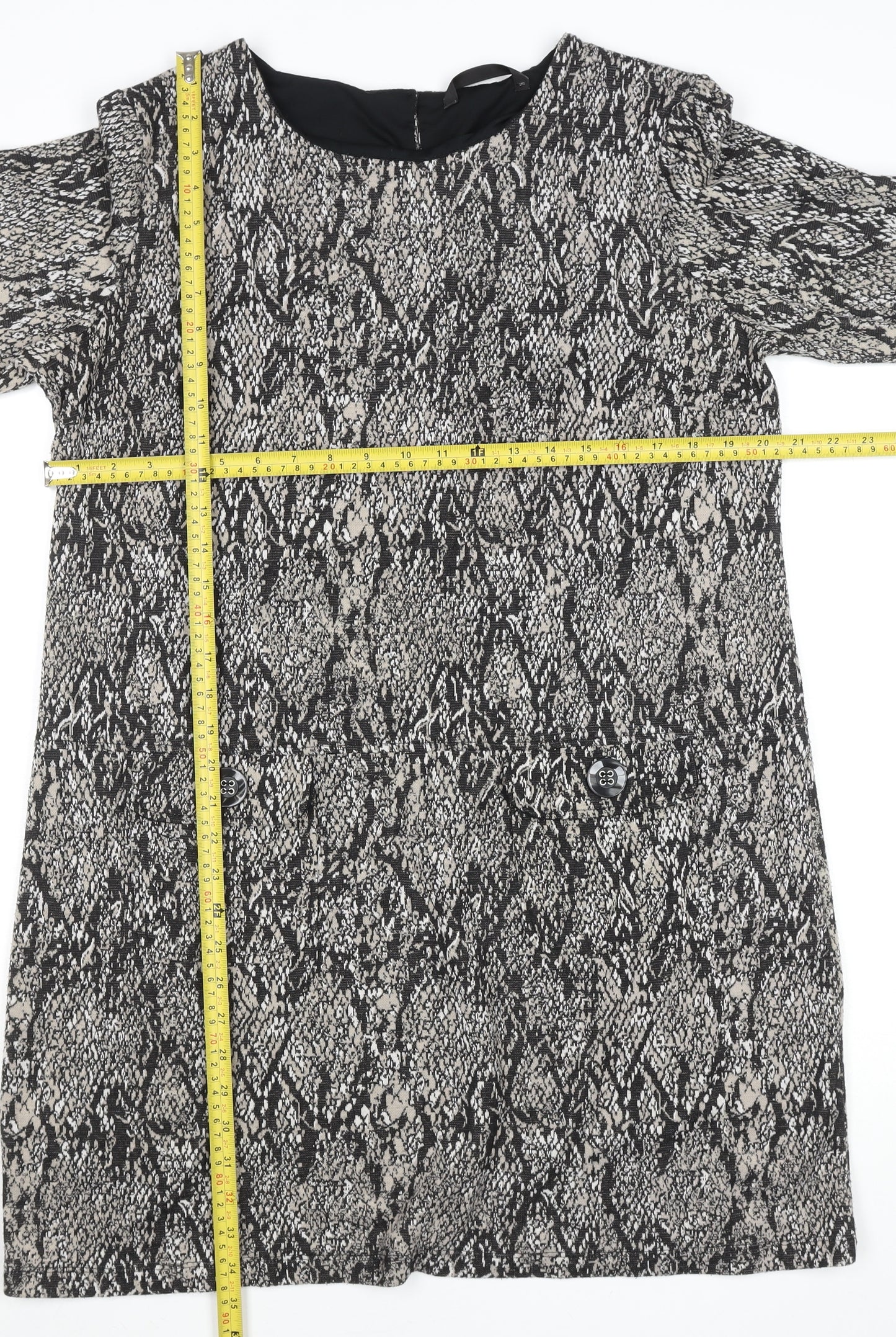 Dunnes Women's Grey Animal Print Shift Dress Size 18