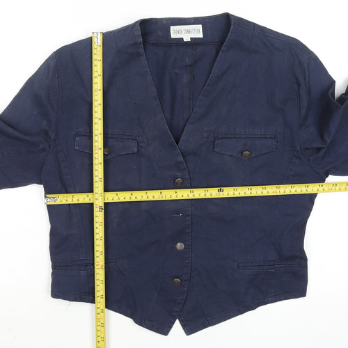 French Connection Women's Blue Cotton Cropped Blazer L