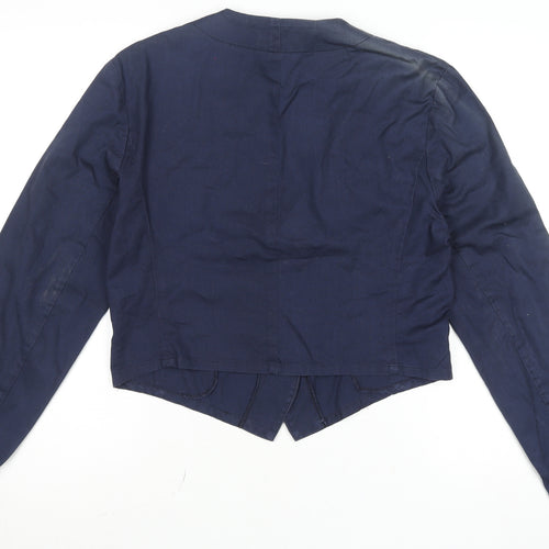 French Connection Women's Blue Cotton Cropped Blazer L
