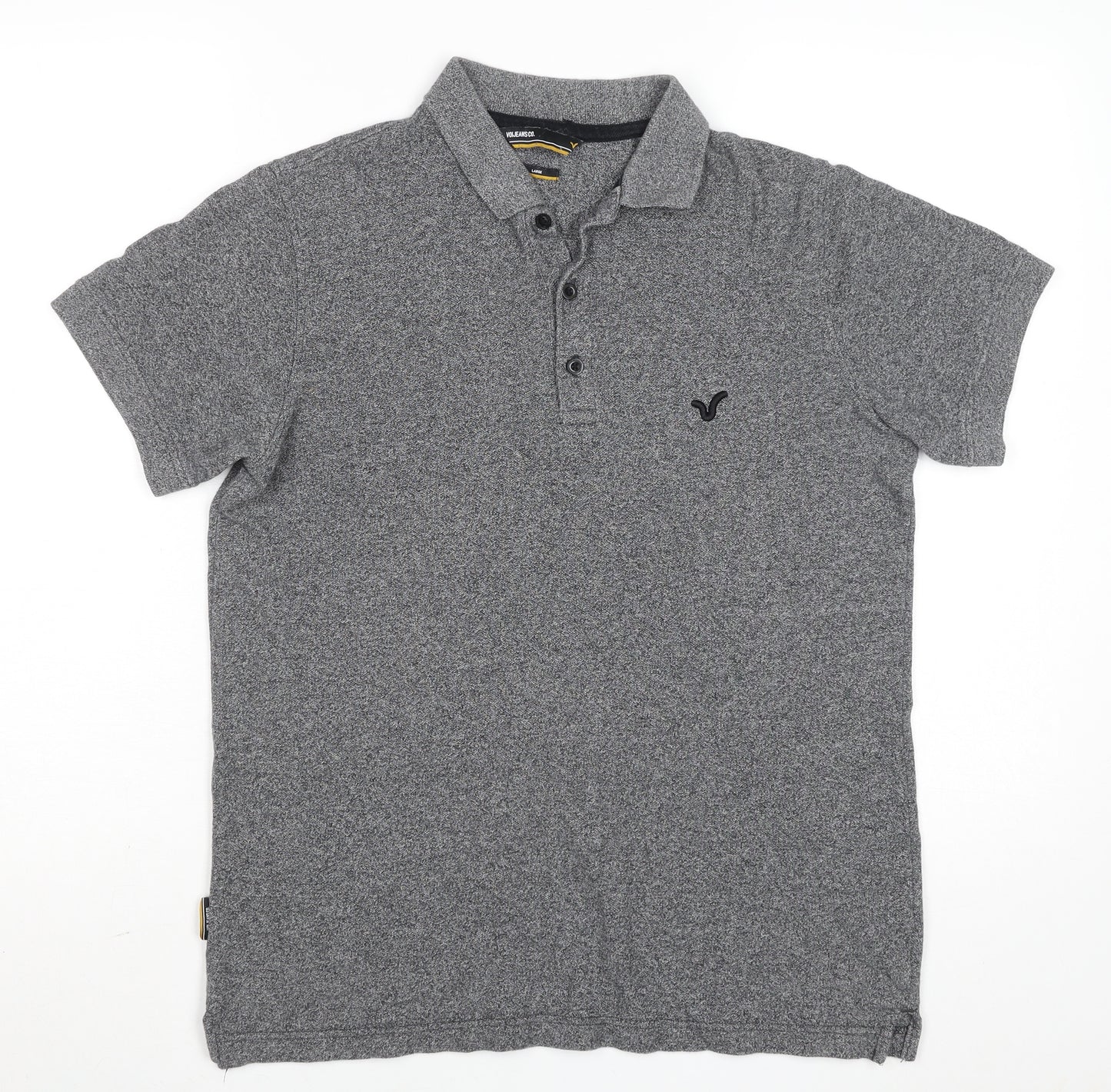 Voi Jeans Co. Men's Grey Cotton Short Sleeve Polo Shirt Size L
